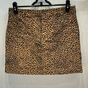 J. Crew Leopard Print Mini Skirt Sz 8 Button/Zip Front Pockets Cheetah Animal